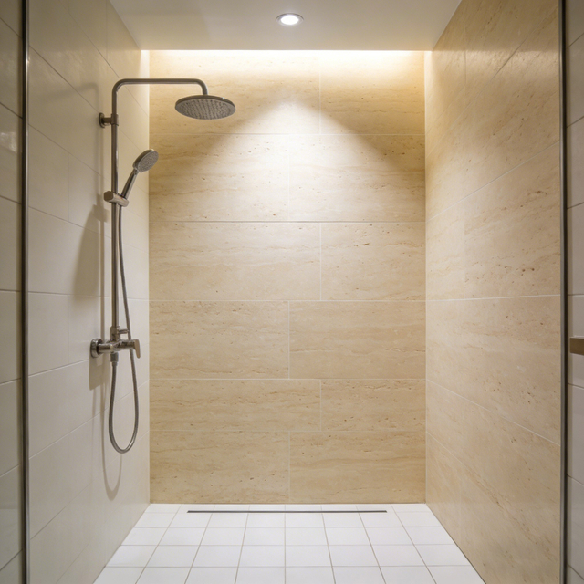 Moisture Proof SPC Alcove Shower Wall Set With Linear Lines For American Market