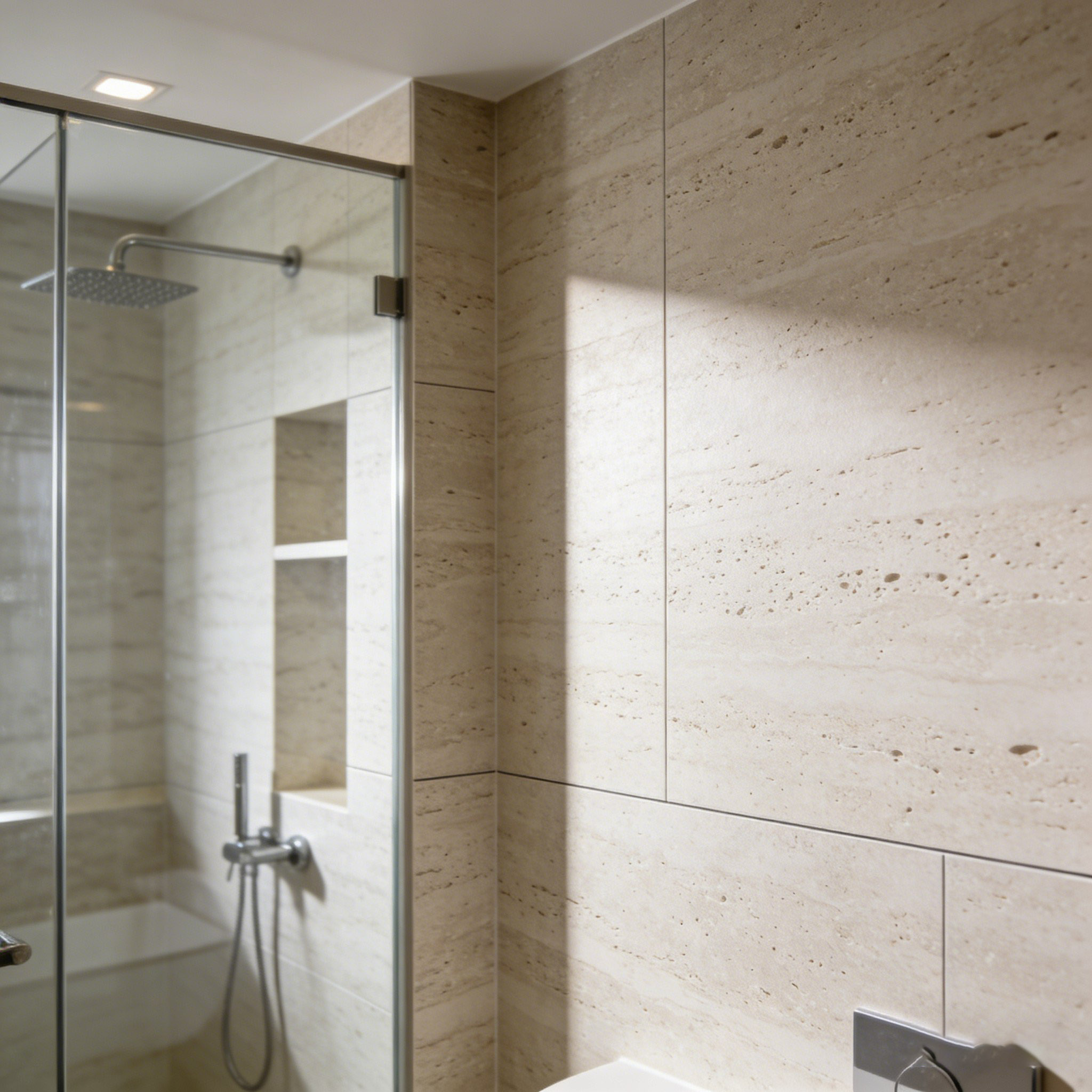Moisture Proof SPC Alcove Shower Wall Set With Linear Lines For American Market