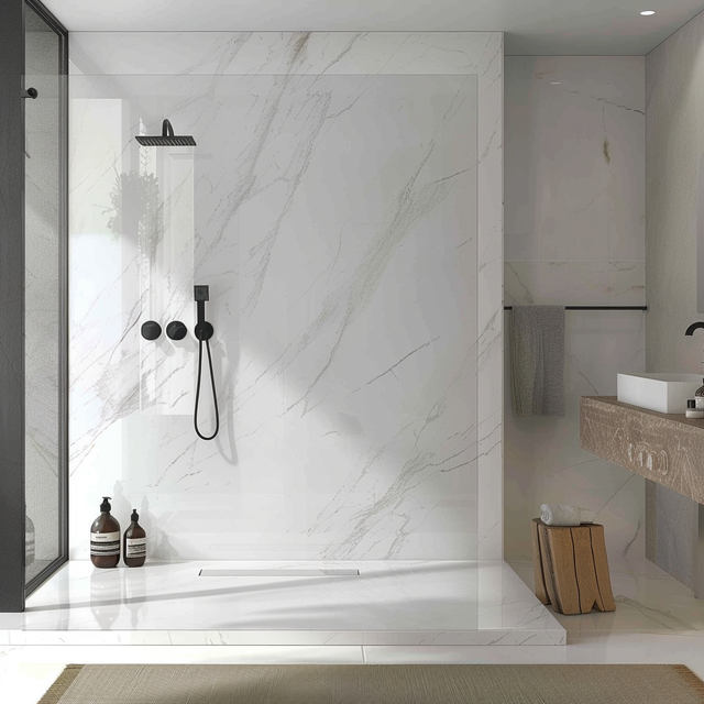 SPC Bathroom Wall Kit with Seamless Vein Pattern, Heavy Duty & Low Maintenance