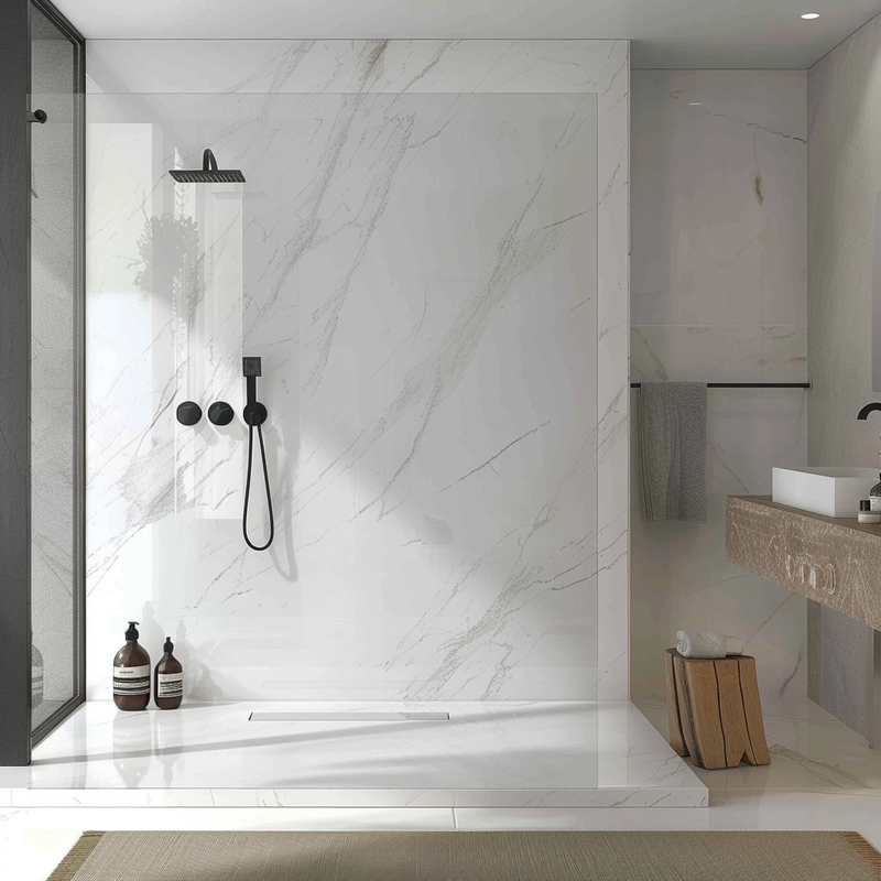 SPC Bathroom Wall Kit with Seamless Vein Pattern, Heavy Duty & Low Maintenance